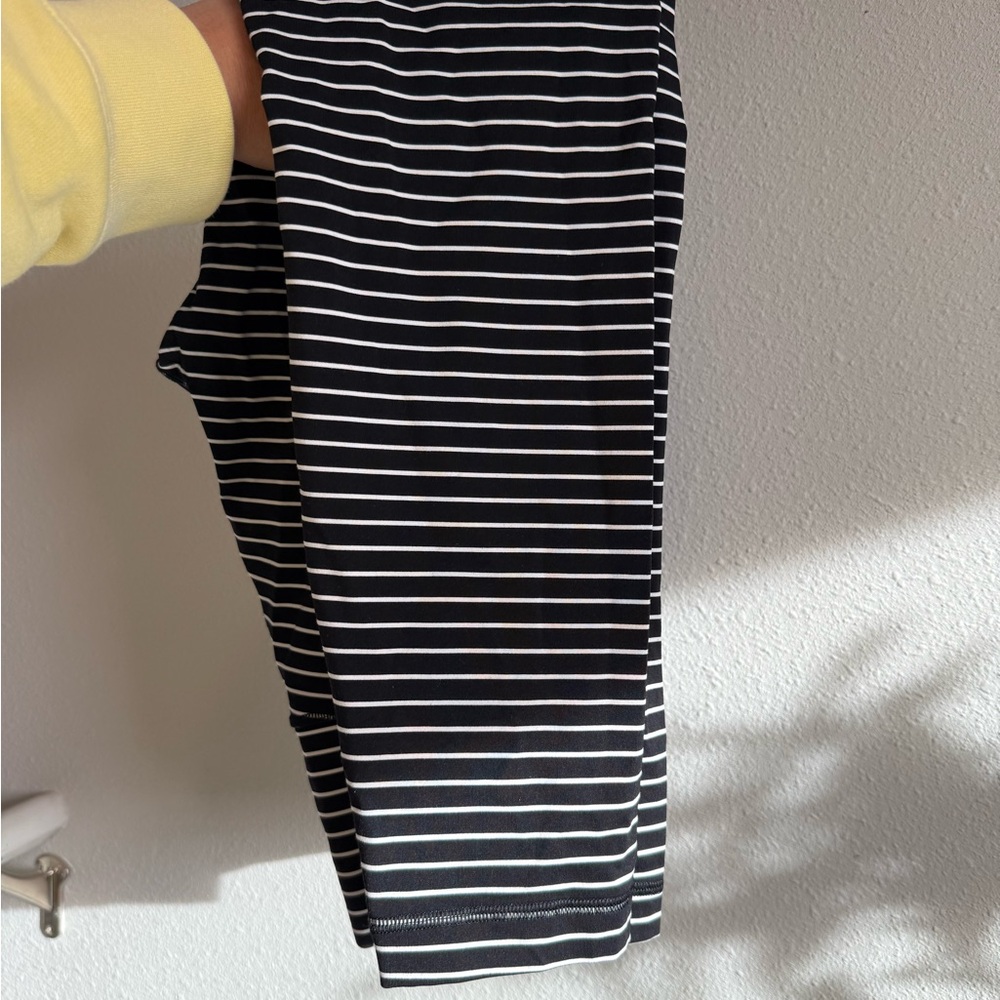 Lululemon Athletica Black and White Striped Leggings